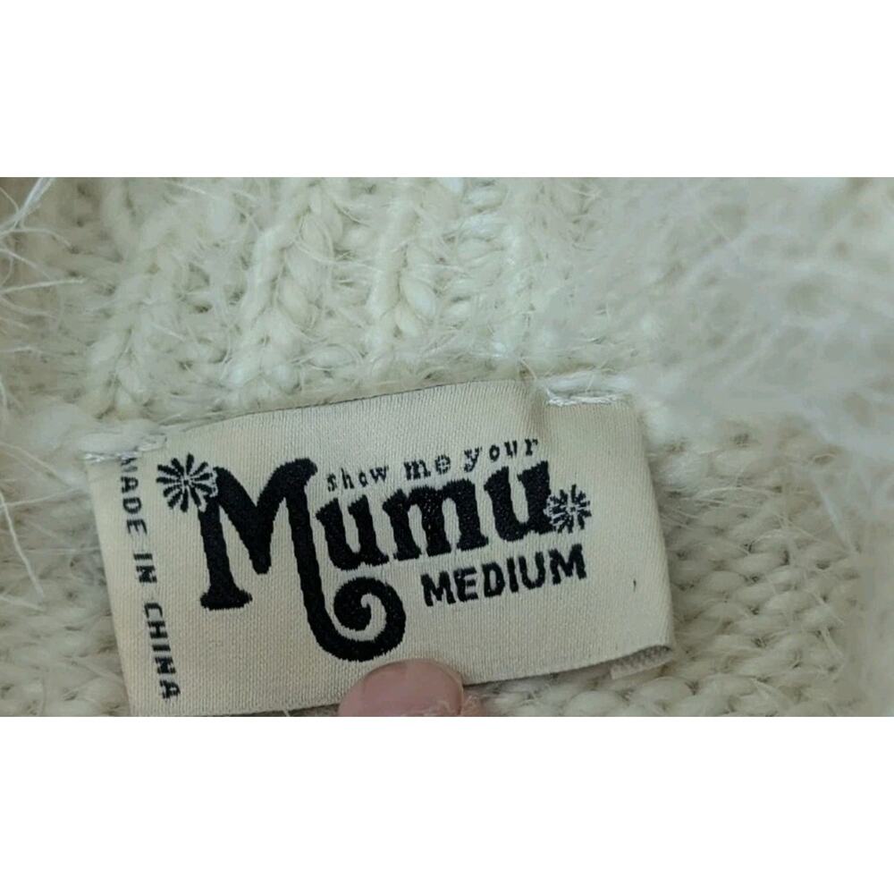 Show Me Your Mumu Sleeveless Fauna Sweater Dress Fuzzy Cream Knit Size Medium - Picture 8 of 13